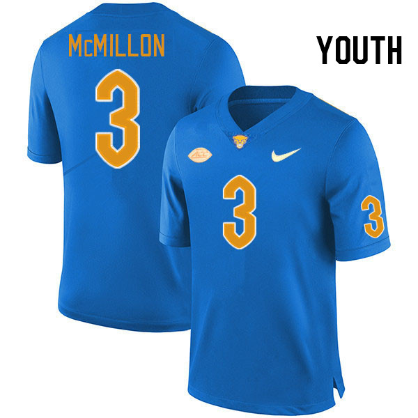 Youth #3 Donovan McMillon Pitt Panthers College Football Jerseys Stitched Sale-Royal